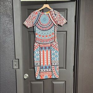 Pankaj & Nidhi Patterned Short Sleeve Dress